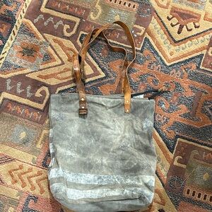 Mona B Gray and Tan Tote Bag